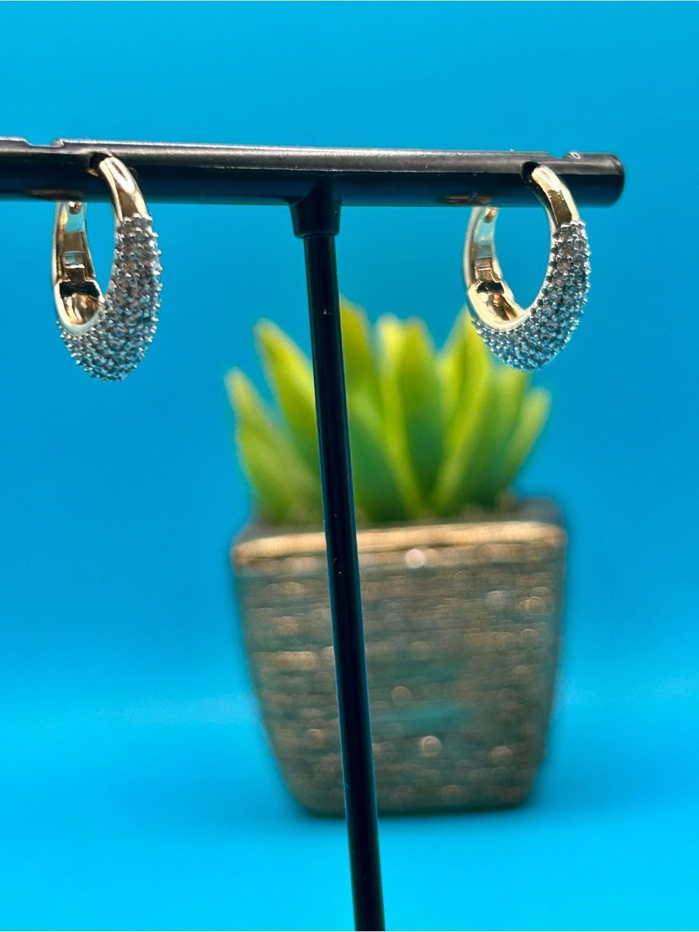 Ping Gold and Silver Pavé Huggie Earrings